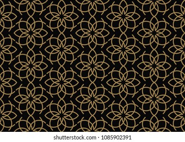 Abstract seamless pattern. Geometric line gold ornament. Ornamental stylish background.