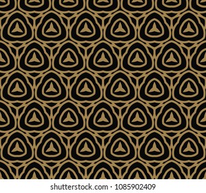 Abstract seamless pattern. Geometric line gold ornament. Ornamental stylish background.