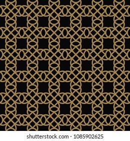 Abstract seamless pattern. Geometric line gold ornament. Ornamental stylish background.