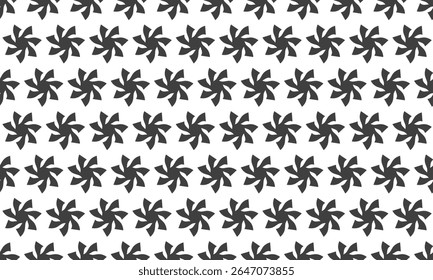 Abstract seamless pattern.  Geometric monochrome design featuring repeating stylized starburst motifs. Perfect for textile prints, website backgrounds, or modern graphic design projects.