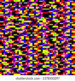 Abstract seamless pattern. Geometric pattern, multicolored neon squares. Interference, noise, glitch