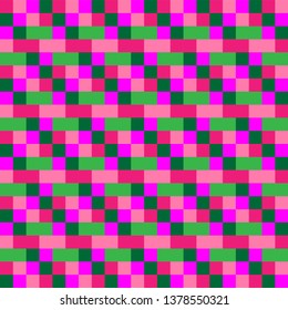 Abstract seamless pattern. Geometric pattern, multicolored neon squares. Interference, noise, glitch