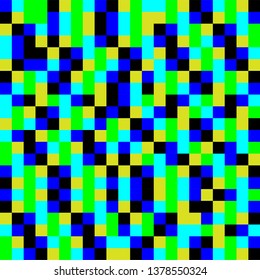 Abstract seamless pattern. Geometric pattern, multicolored neon squares. Interference, noise, glitch