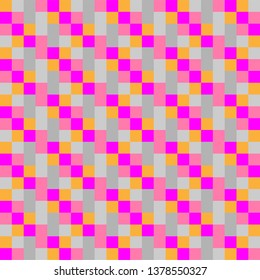 Abstract seamless pattern. Geometric pattern, multicolored neon squares. Interference, noise, glitch
