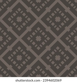 Abstract seamless pattern with geometric ornament, simple brown design texture. Vector background with ethnic motifs. Elegant ornament. Modern retro design for textile, decoration, wallpaper, print