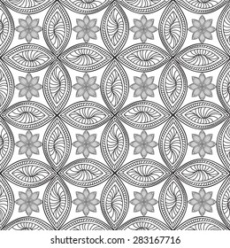Abstract seamless pattern. Geometric ornamental floral background.