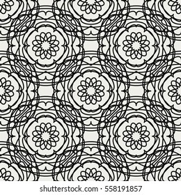 Abstract seamless pattern with geometric ornaments. Seamless background.