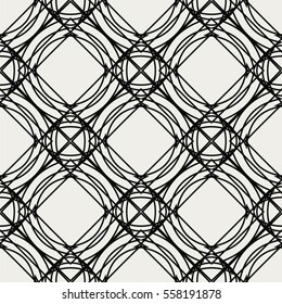 Abstract seamless pattern with geometric ornaments. Seamless background.