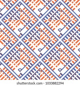 Abstract seamless pattern of geometric shapes. An optical illusion of movement.