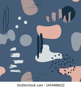 Abstract seamless pattern of geometric shapes and elements. Colorful trendy seamless pattern