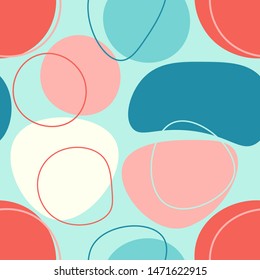 Abstract seamless pattern of geometric shapes and elements. Colorful trendy seamless pattern