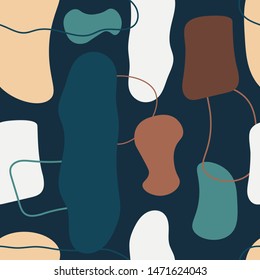 Abstract seamless pattern of geometric shapes and elements. Colorful trendy seamless pattern