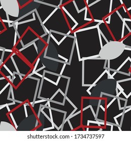Abstract seamless pattern of geometric shapes, squares on a dark background.Modern fabric design. Print. Vector