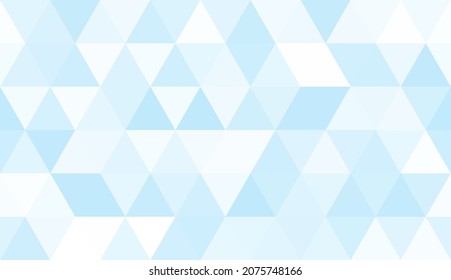 Abstract seamless pattern of geometric shapes. Mosaic background of big triangles. Evenly spaced triangles in different shades of light blue. Vector illustration