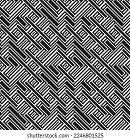 Abstract seamless pattern with geometric shapes. Modern embroidery background. Monochrome mosaic. Digital paper, web-design, textile press, wallpaper. Vector graphic.