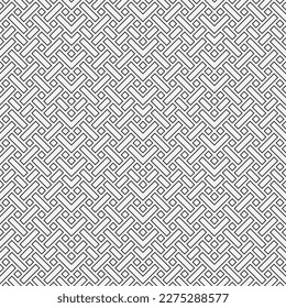 Abstract seamless pattern with geometric shapes. Modern embroidery background. Monochrome mosaic. Digital paper, web-design, textile press, wallpaper. Vector graphic.
