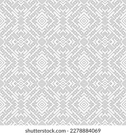 Abstract seamless pattern with geometric shapes. Modern embroidery background. Monochrome mosaic. Digital paper, web-design, textile press, wallpaper. Vector graphic.