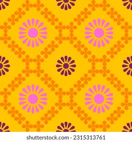 Abstract seamless pattern of geometric shapes and elements. Colorful trendy seamless pattern.
