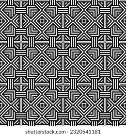 Abstract seamless pattern with geometric shapes. Modern embroidery background. Monochrome mosaic. Digital paper, web-design, textile press, wallpaper. Vector graphic.