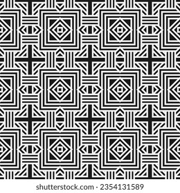 Resumen de un patrón sin fisuras con formas geométricas. Borde moderno. Mosaico monocromo. Papel digital, diseño web, prensa textil, papel tapiz. Gráfico vectorial.