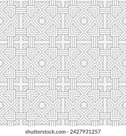 Abstract seamless pattern with geometric shapes. Modern embroidery background. Monochrome mosaic. Digital paper, web-design, textile press, wallpaper. Vector graphic.