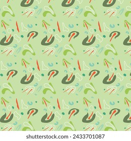 Abstract seamless pattern with geometric shapes circles doodle shapes rings dots stripes. Geometric background. Vector illustration.
