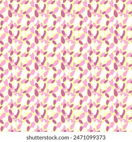 Abstract seamless pattern with geometric shapes with irregular borders. Simple botanical background. Nature ornament. Seamless pattern made of scattered plain flower petals