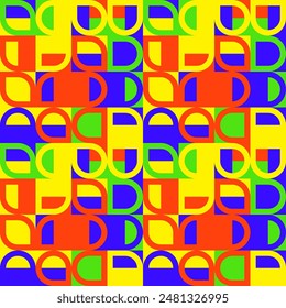 Abstract seamless pattern with geometric shapes in retro. vintage style. For printing on fabric, wrapping paper, web banners, wallpapers, backdrops. Vector