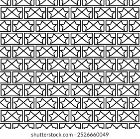Abstractas patrón sin fisuras con Formas geométricas. Adorno de línea blanco y negro para tela, textura, Ilustración vectorial de diseño de moda