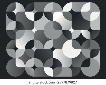 Abstract seamless pattern of geometric shapes. Monochrome vector background.