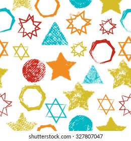 Abstract Seamless Pattern with Geometric Shapes. Vector Background