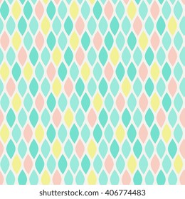 Abstract seamless pattern with geometric shapes in green, yellow and pink.