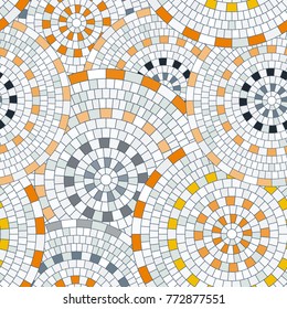 Abstract seamless pattern of geometric shapes. Circular mosaic.