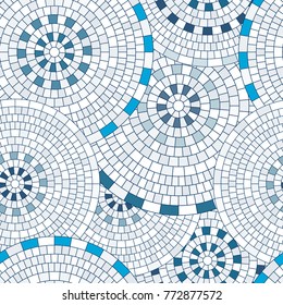 Abstract seamless pattern of geometric shapes. Circular mosaic.