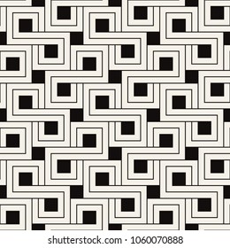 Abstract seamless pattern. Geometric simple regular background. Vector illustration with thin linear grid and filled squares.