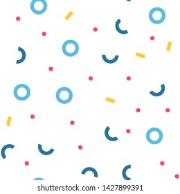 Abstract seamless pattern in geometric style. Texture made of circles dots and rectangles. Vintage style.
