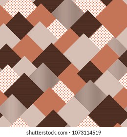Abstract seamless pattern with geometric texture of colored rhombus tiles. Modern endless abstract backgroud. Stock vector illustration. 
