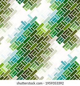 Abstract seamless pattern with geometric texture on a white background. Natural shades of blue and green. Stock vector illustration.