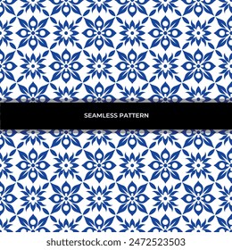 Abstract seamless pattern. Geometric texture with flowers