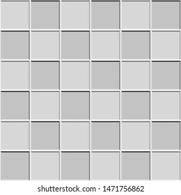 Abstract seamless pattern, geometric white gray ceramic tiles floor vector illustration