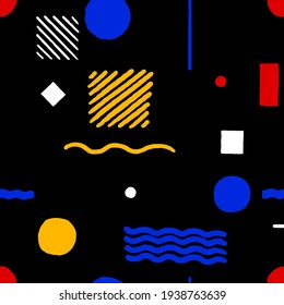 Abstract seamless pattern of geometrical shapes. Vector repeated design