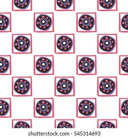 Abstract seamless pattern of geometry flowers. Background for poster or cover. Figure for textiles.
