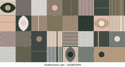 Abstract seamless pattern, geometry shapes in brown and pink tones