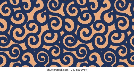 Abstract seamless pattern. Geometry shapes background. Twisted lines. Wiggling stripes, waves, winding lines. Doodle, hand drawn wavy. Vector illustration.