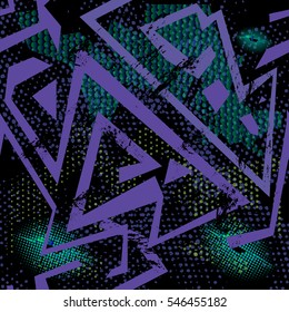 Abstract seamless pattern for girl and boy. Creative colorful wallpaper with dots, lines. Grunge urban background for textile, fashion, sport clothes.  