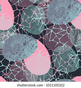 Abstract seamless pattern for girls, boys, clothes. Creative vector background with dots, geometric figures.Funny wallpaper for textile and fabric. Fashion style. Colorful bright.