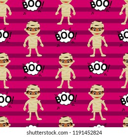 Abstract seamless pattern for girls or boys. Creative vector background with egyptian mummy, halloween. Funny wallpaper for textile and fabric. Fashion style. Colorful bright picture for children