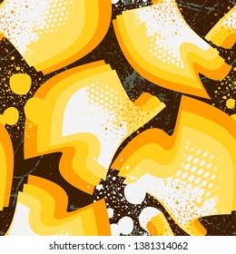 Abstract seamless pattern for girls, boys, clothes. Creative vector background with dots, wavy geometric figures. Funny wallpaper for textile and fabric. Fashion style. Colorful bright.