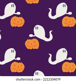 Abstract seamless pattern for girls or boys. Creative vector background with witch, halloween. Funny wallpaper for textile and fabric. Fashion style. Colorful bright picture for children.