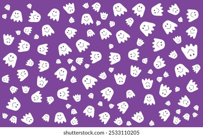 Abstractas patrón sin fisuras para las niñas, los niños para Halloween. Conjunto de pegatinas. Fondo de Vector creativo con calabaza. Fondo de pantalla divertido para el estilo de la moda textil y de la tela. Imagen brillante colorida para el niño